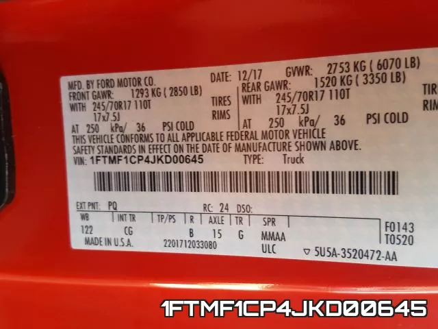 1FTMF1CP4JKD00645 фото 2