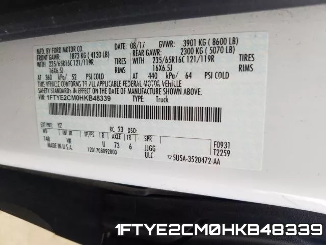 1FTYE2CM0HKB48339 фото 2