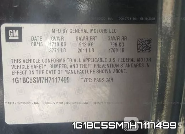 1G1BC5SM7H7117499 фото 10