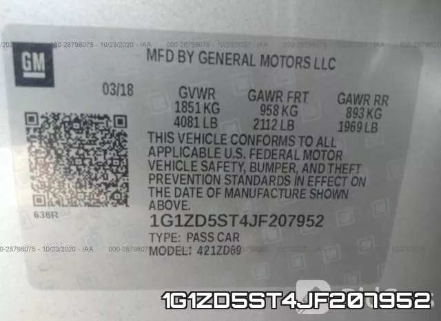1G1ZD5ST4JF207952 фото 9