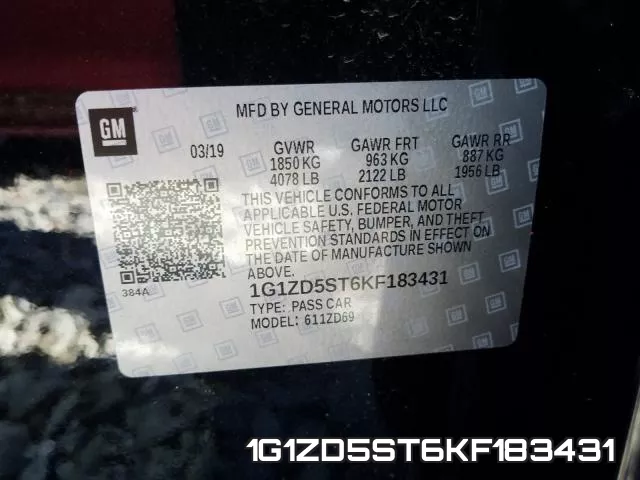 1G1ZD5ST6KF183431 фото 2