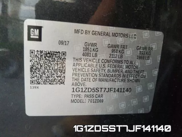 1G1ZD5ST7JF141140 фото 2