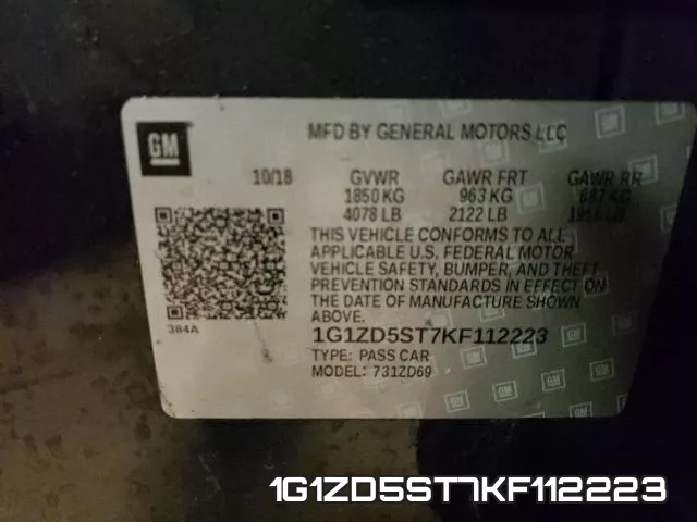 1G1ZD5ST7KF112223 фото 2