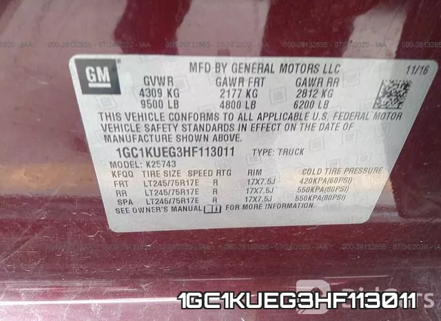 1GC1KUEG3HF113011 фото 10