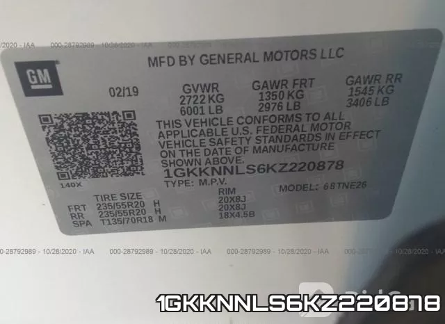 1GKKNNLS6KZ220878 фото 10