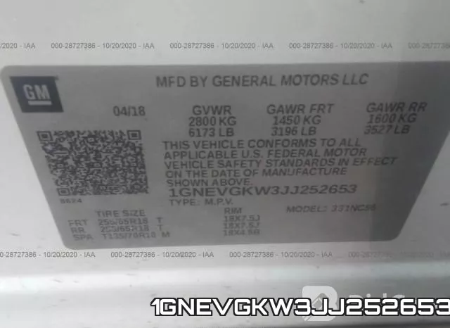 1GNEVGKW3JJ252653 фото 10