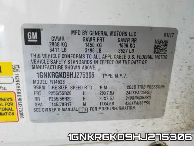 1GNKRGKD9HJ275306 фото 2