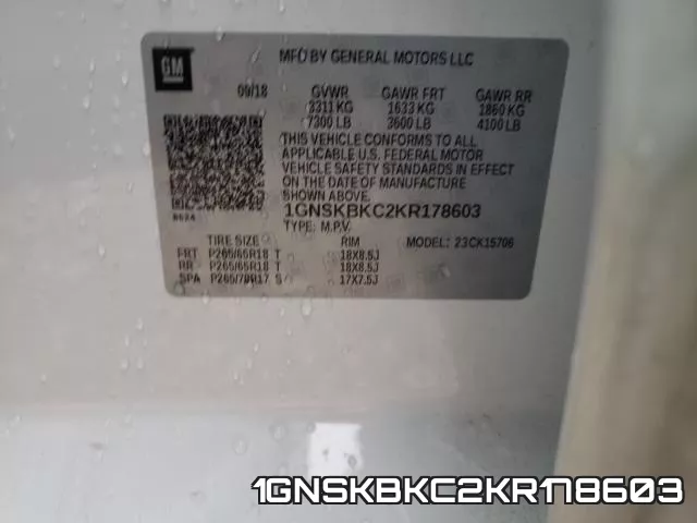 1GNSKBKC2KR178603 фото 2