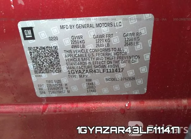 1GYAZAR43LF111417 фото 10