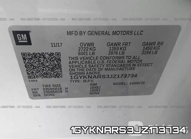 1GYKNARS3JZ173734 фото 10