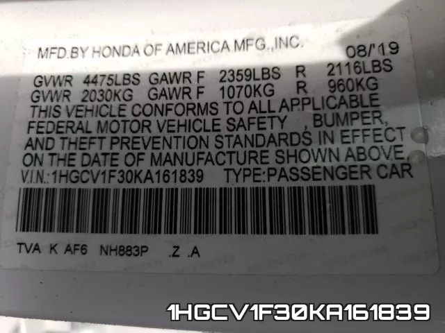 1HGCV1F30KA161839 фото 2