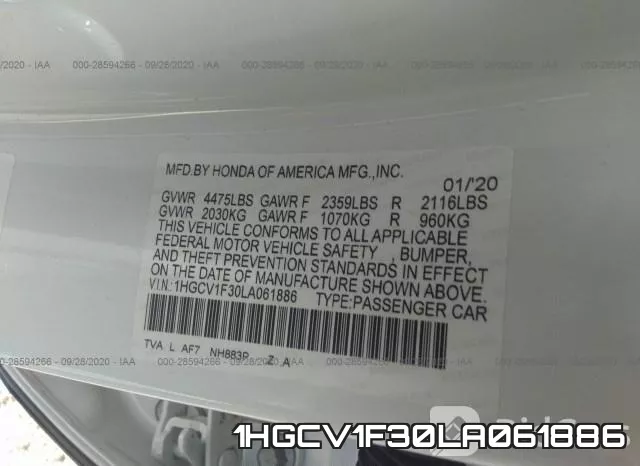 1HGCV1F30LA061886 фото 10