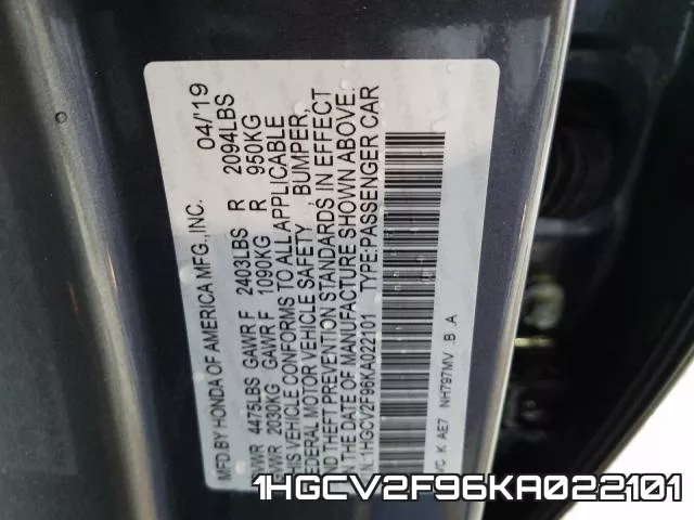 1HGCV2F96KA022101 фото 2