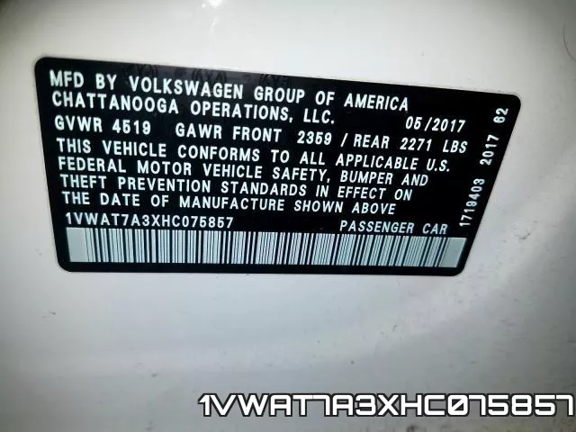 1VWAT7A3XHC075857 фото 2
