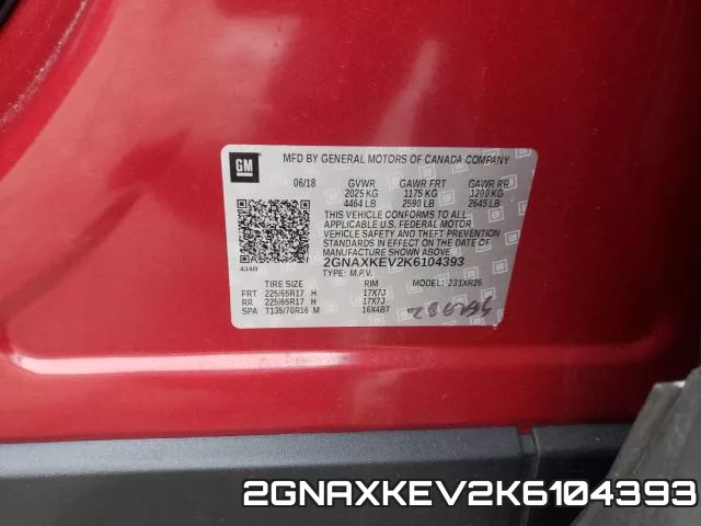 2GNAXKEV2K6104393 фото 2