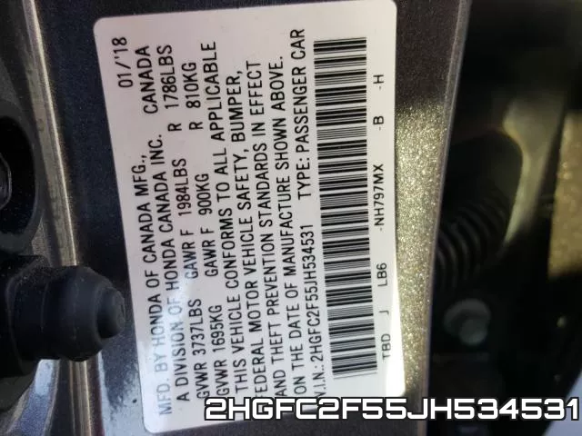 2HGFC2F55JH534531 фото 2