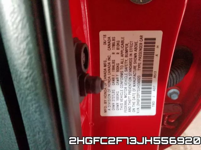 2HGFC2F73JH556920 фото 2