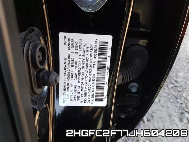 2HGFC2F77JH604208 фото 2