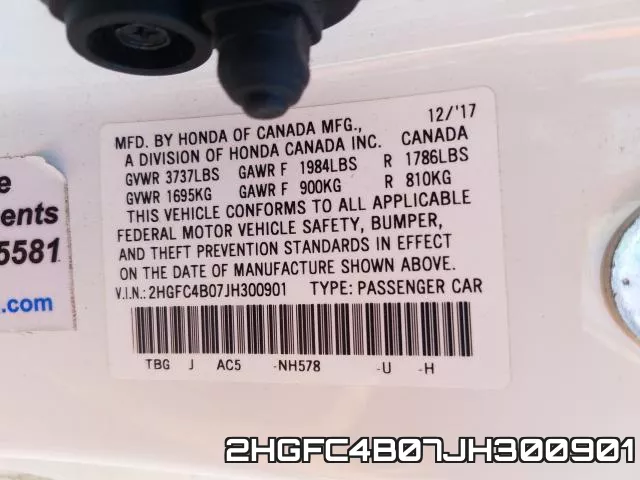 2HGFC4B07JH300901 фото 2