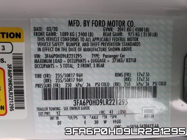 3FA6P0HD9LR221295 фото 2
