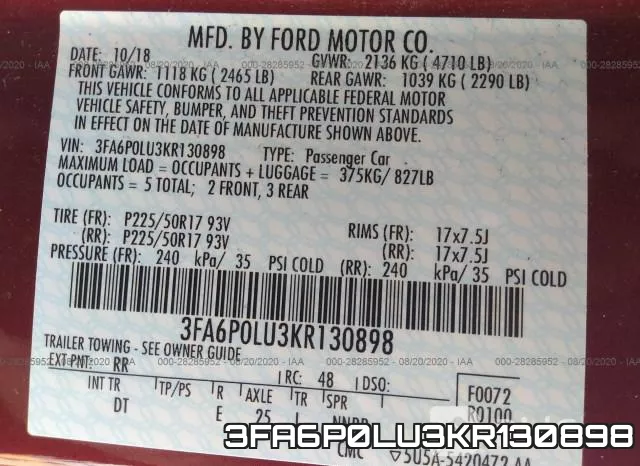 3FA6P0LU3KR130898 фото 8
