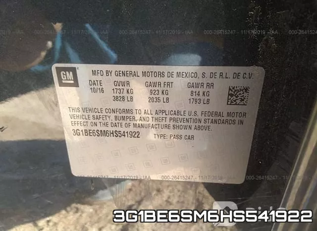 3G1BE6SM6HS541922 фото 10