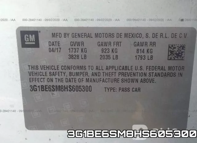 3G1BE6SM8HS605300 фото 9