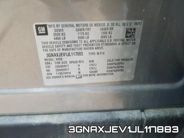 3GNAXJEV1JL117883 фото 2