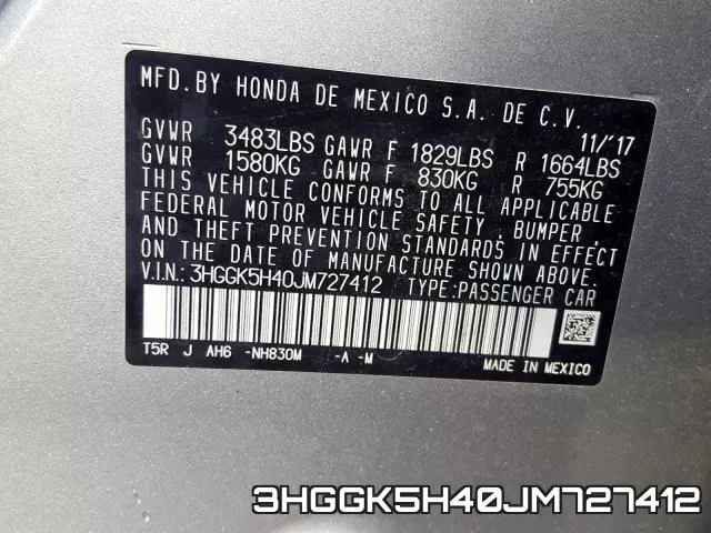 3HGGK5H40JM727412 фото 2