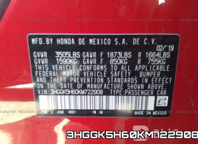 3HGGK5H60KM722908 фото 10
