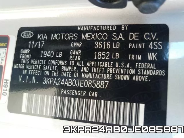 3KPA24AB0JE085887 фото 2