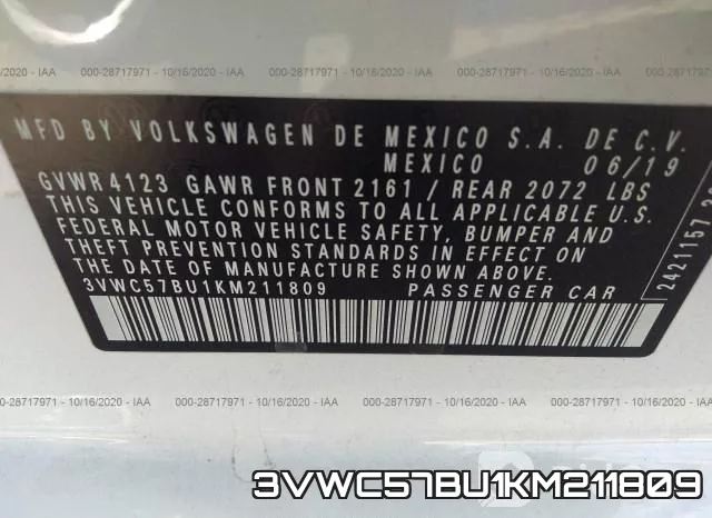 3VWC57BU1KM211809 фото 10