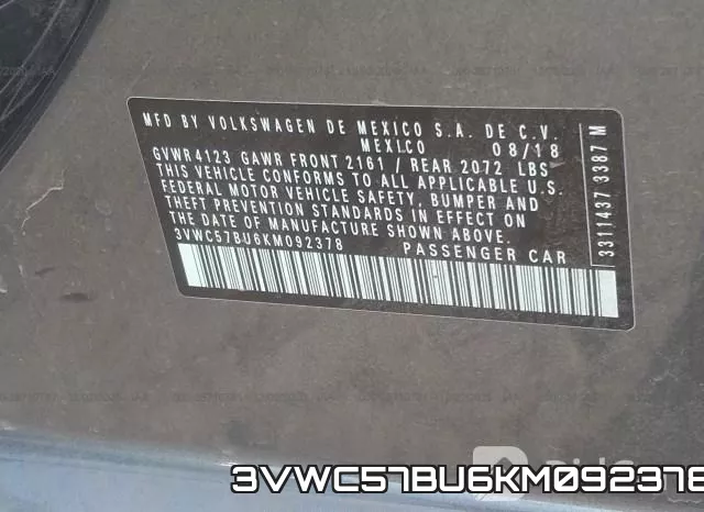 3VWC57BU6KM092378 фото 10