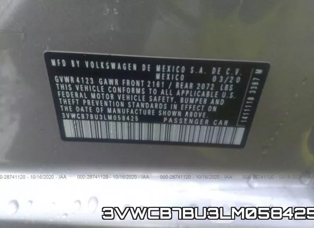 3VWCB7BU3LM058425 фото 10