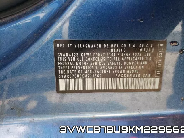 3VWCB7BU9KM229662 фото 2