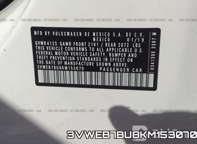 3VWEB7BU8KM153070 фото 10
