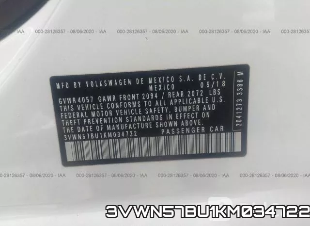 3VWN57BU1KM034722 фото 10