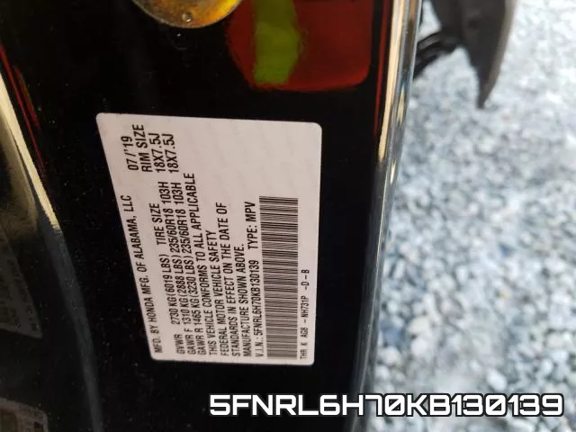 5FNRL6H70KB130139 фото 2