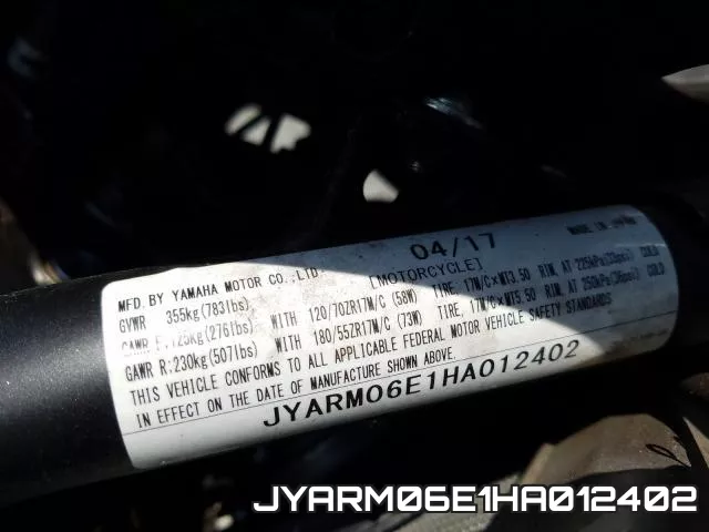 JYARM06E1HA012402 фото 2