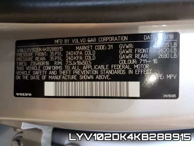 LYV102DK4KB288915 фото 2