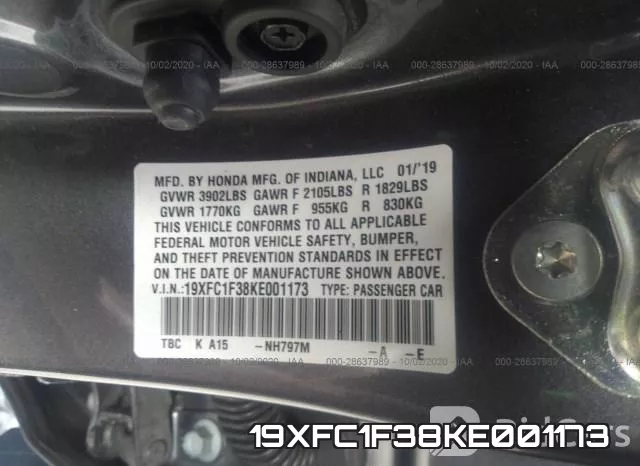 19XFC1F38KE001173 фото 10