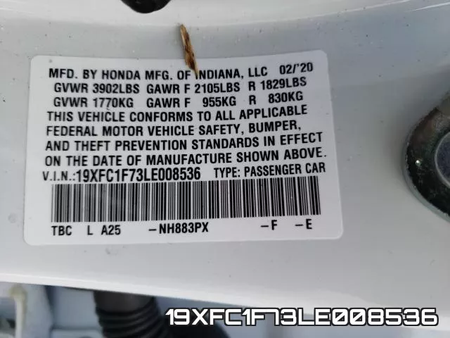 19XFC1F73LE008536 фото 2