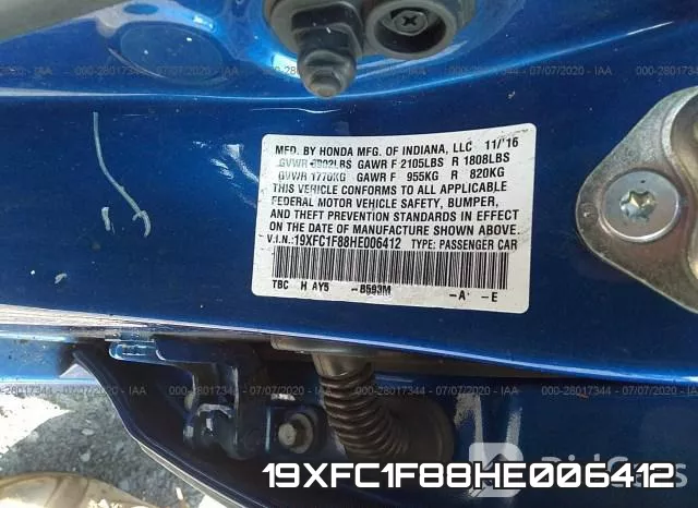 19XFC1F88HE006412 фото 9