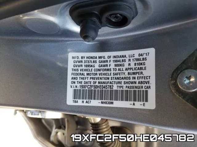 19XFC2F50HE045782 фото 2