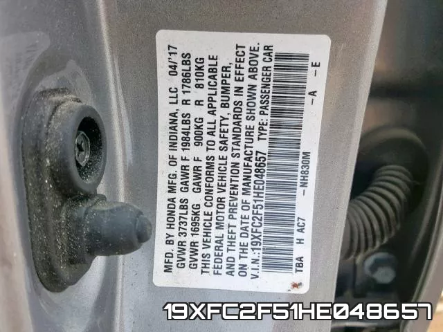 19XFC2F51HE048657 фото 2