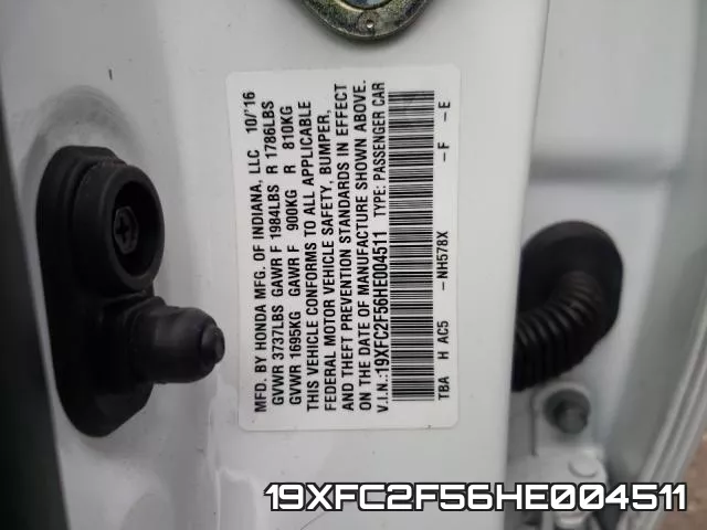 19XFC2F56HE004511 фото 2