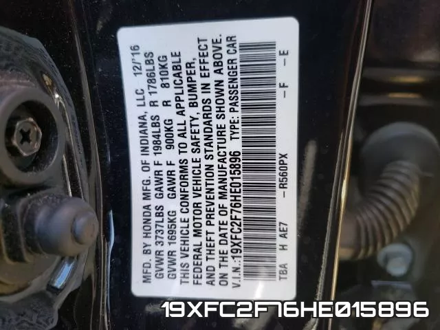 19XFC2F76HE015896 фото 2