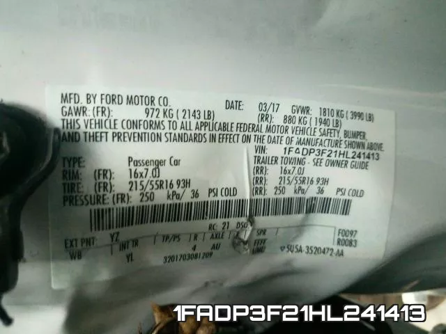 1FADP3F21HL241413 фото 2