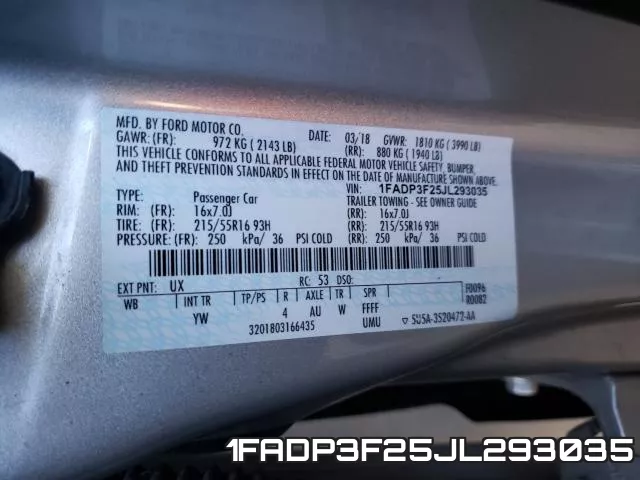 1FADP3F25JL293035 фото 2