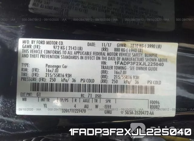 1FADP3F2XJL225040 фото 9